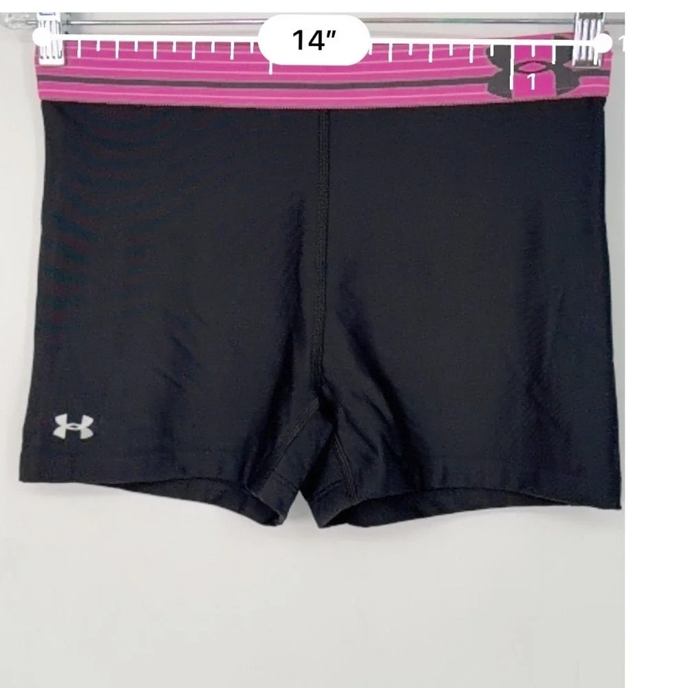 Under Armour Compression Shorts Black‎ Pink Stripe Athletic S Activwear 102-48